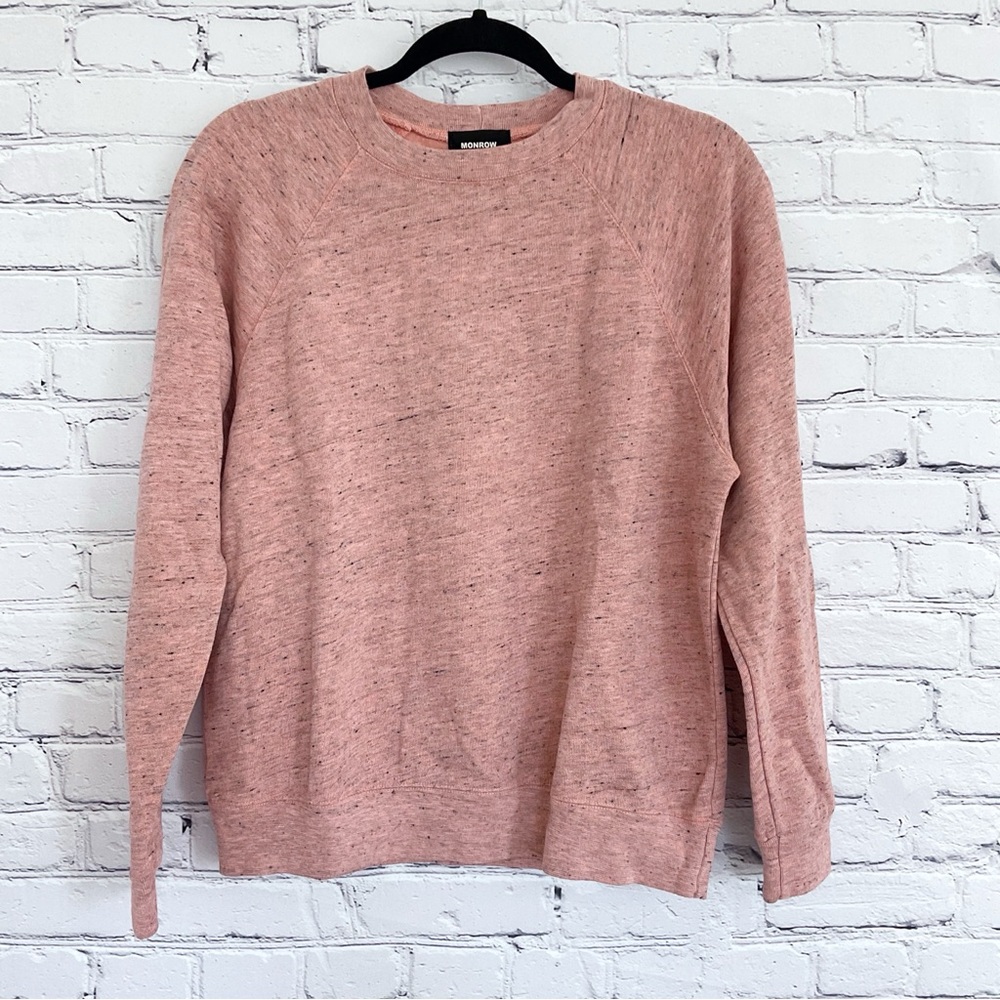 New Monrow Heather Pink Sweatshirt Crew Neck Size XS